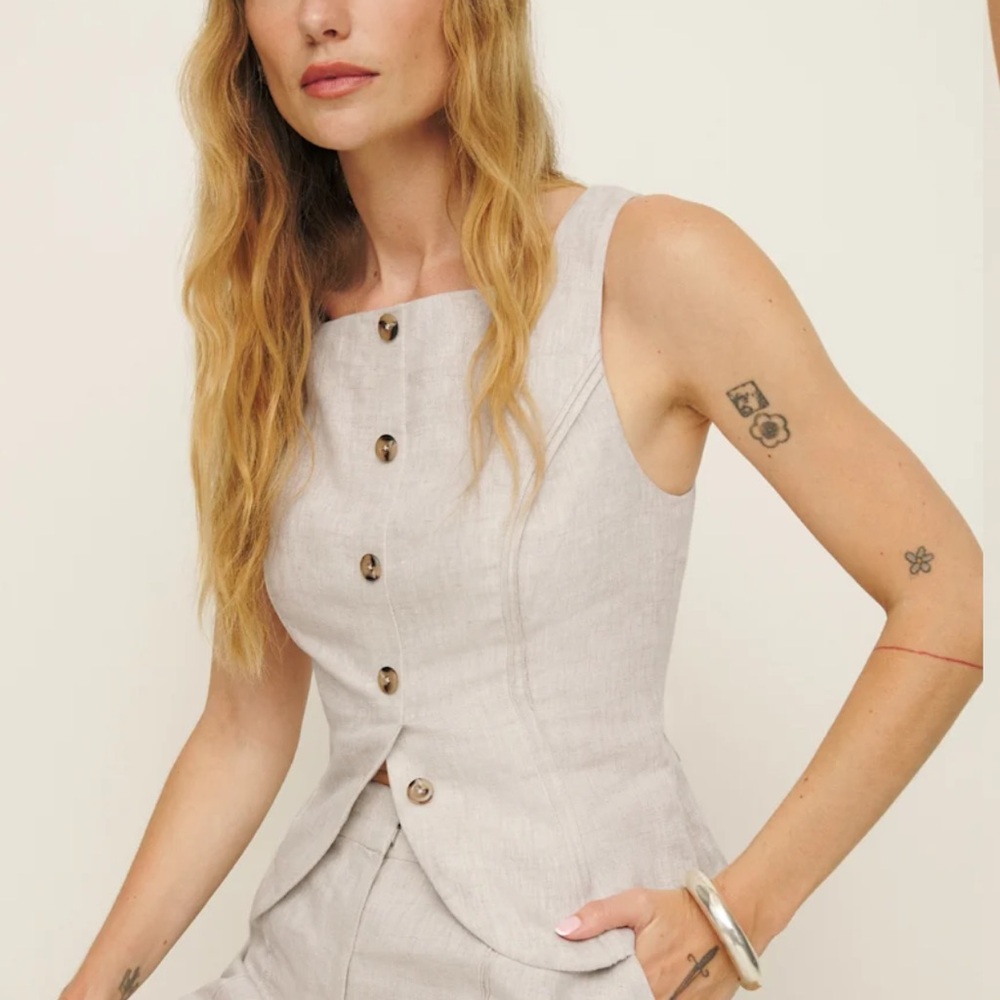 Reformation Linen Vest - Oatmeal